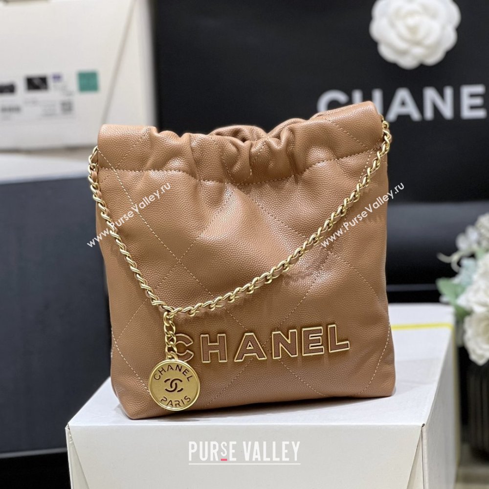 Chanel 22 Mini Bag in Haas Grainy Calfskin AS3980 Brown 2025 Top Quality (SHUNY-25081804)