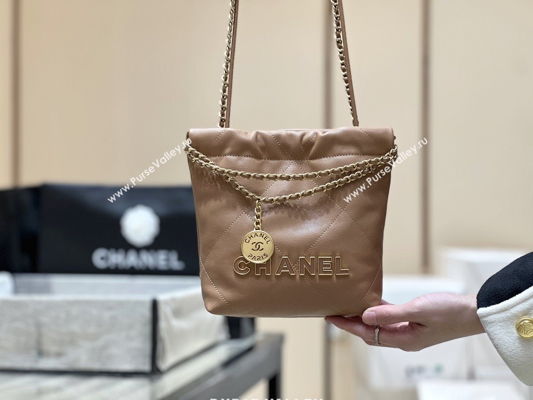 Chanel 22 Mini Bag in Haas Grainy Calfskin AS3980 Brown 2025 Top Quality (SHUNY-25081804)