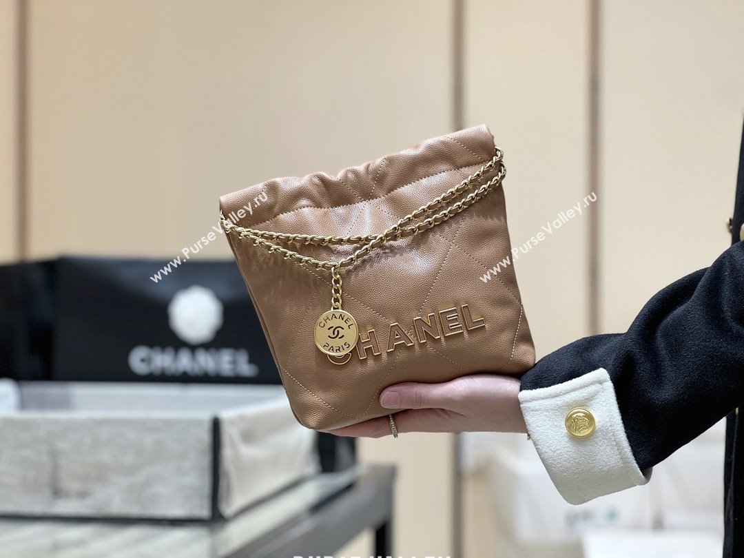 Chanel 22 Mini Bag in Haas Grainy Calfskin AS3980 Brown 2025 Top Quality (SHUNY-25081804)