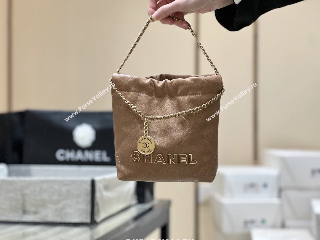 Chanel 22 Mini Bag in Haas Grainy Calfskin AS3980 Brown 2025 Top Quality (SHUNY-25081804)