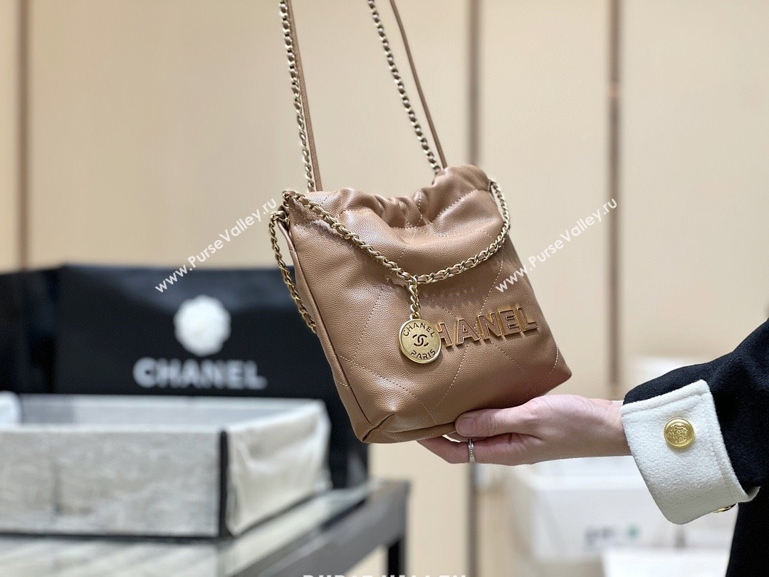 Chanel 22 Mini Bag in Haas Grainy Calfskin AS3980 Brown 2025 Top Quality (SHUNY-25081804)