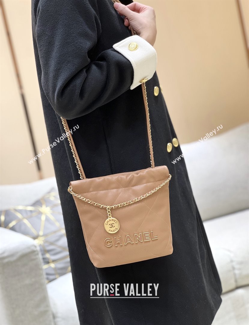 Chanel 22 Mini Bag in Haas Grainy Calfskin AS3980 Brown 2025 Top Quality (SHUNY-25081804)