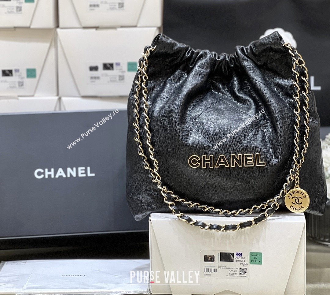 Chanel 22 Small Bag in Haas Grainy Calfskin AS3260 Black 2025 Top Quality (SHUNY-25081802)