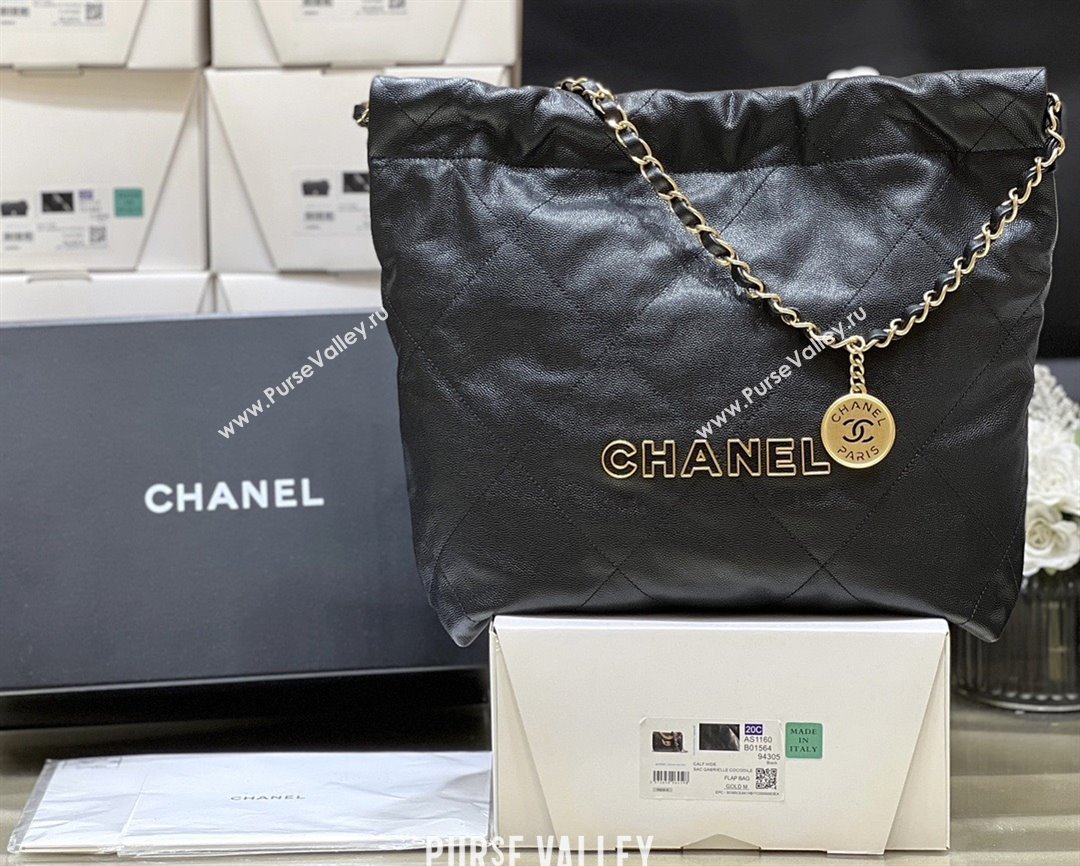 Chanel 22 Small Bag in Haas Grainy Calfskin AS3260 Black 2025 Top Quality (SHUNY-25081802)