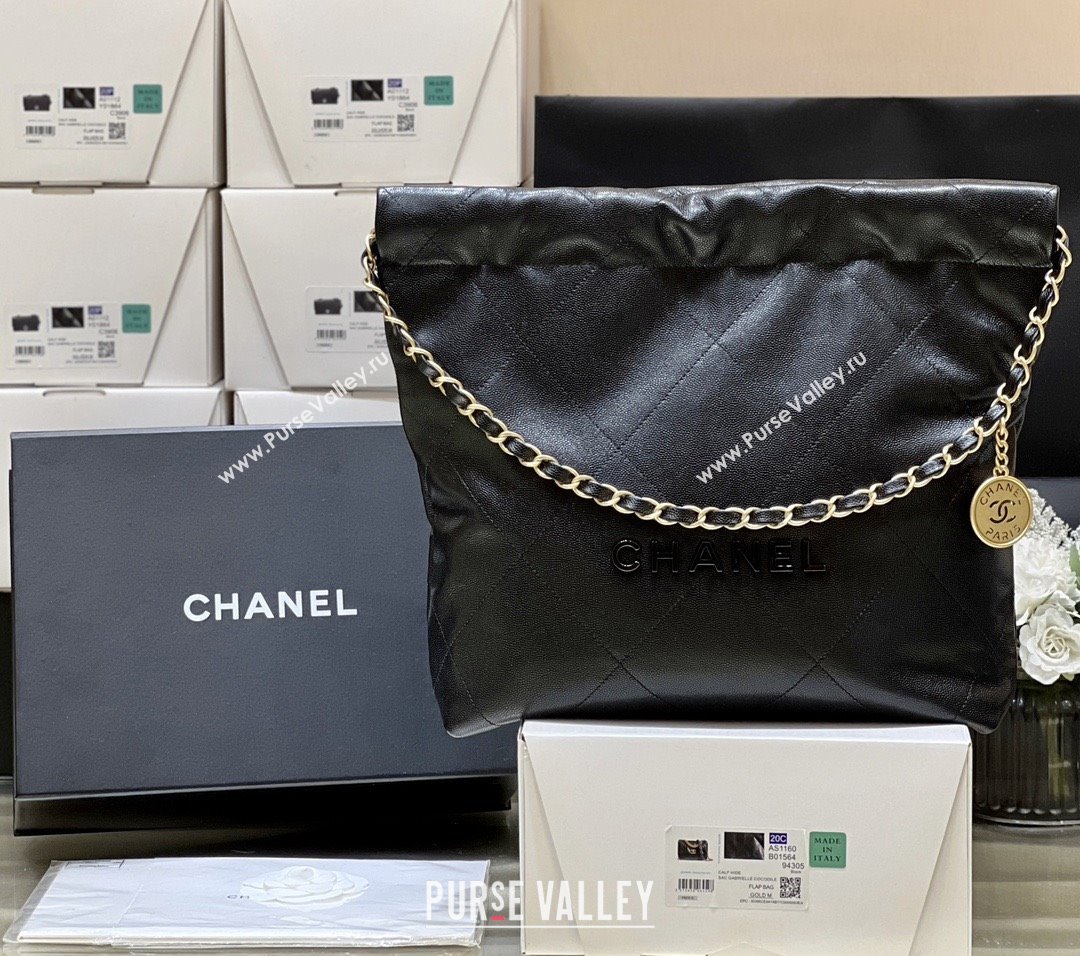 Chanel 22 Small Bag in Grainy Calfskin AS3260 Black/Gold 2025 Top Quality (SHUNY-25081815)