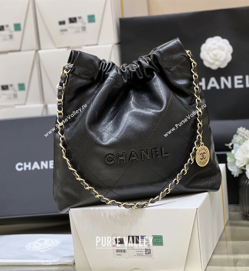 Chanel 22 Small Bag in Grainy Calfskin AS3260 Black/Gold 2025 Top Quality (SHUNY-25081815)