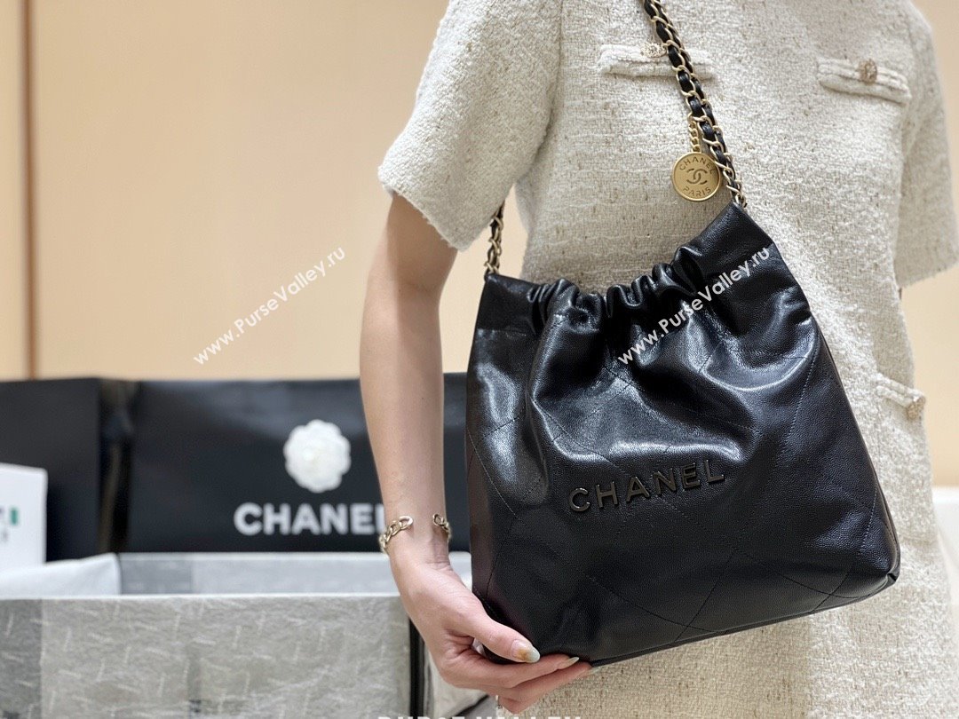 Chanel 22 Small Bag in Grainy Calfskin AS3260 Black/Gold 2025 Top Quality (SHUNY-25081815)