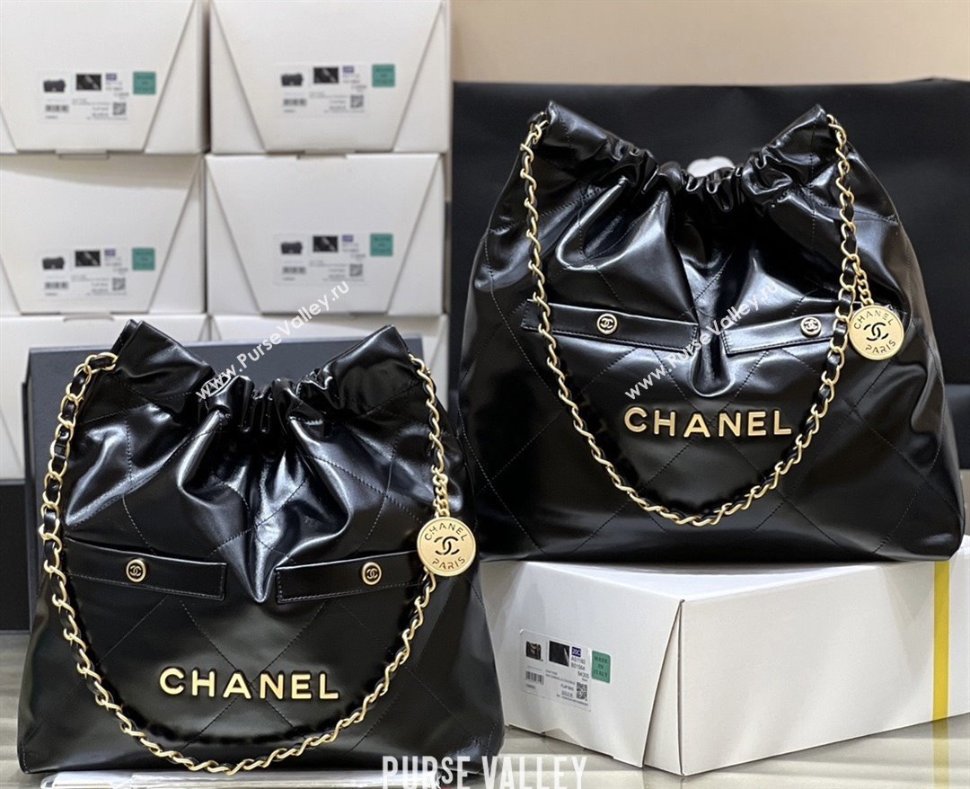 Chanel 22 Small Bag with Pockets in Shiny Calfskin AS3260 Black 2025 Top Quality (SHUNY-25081813)