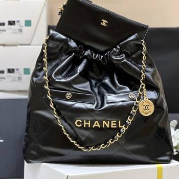 Chanel 22 Bag with Pockets in Shiny Calfskin AS3261 Black 2025 Top Quality (SHUNY-25081814)