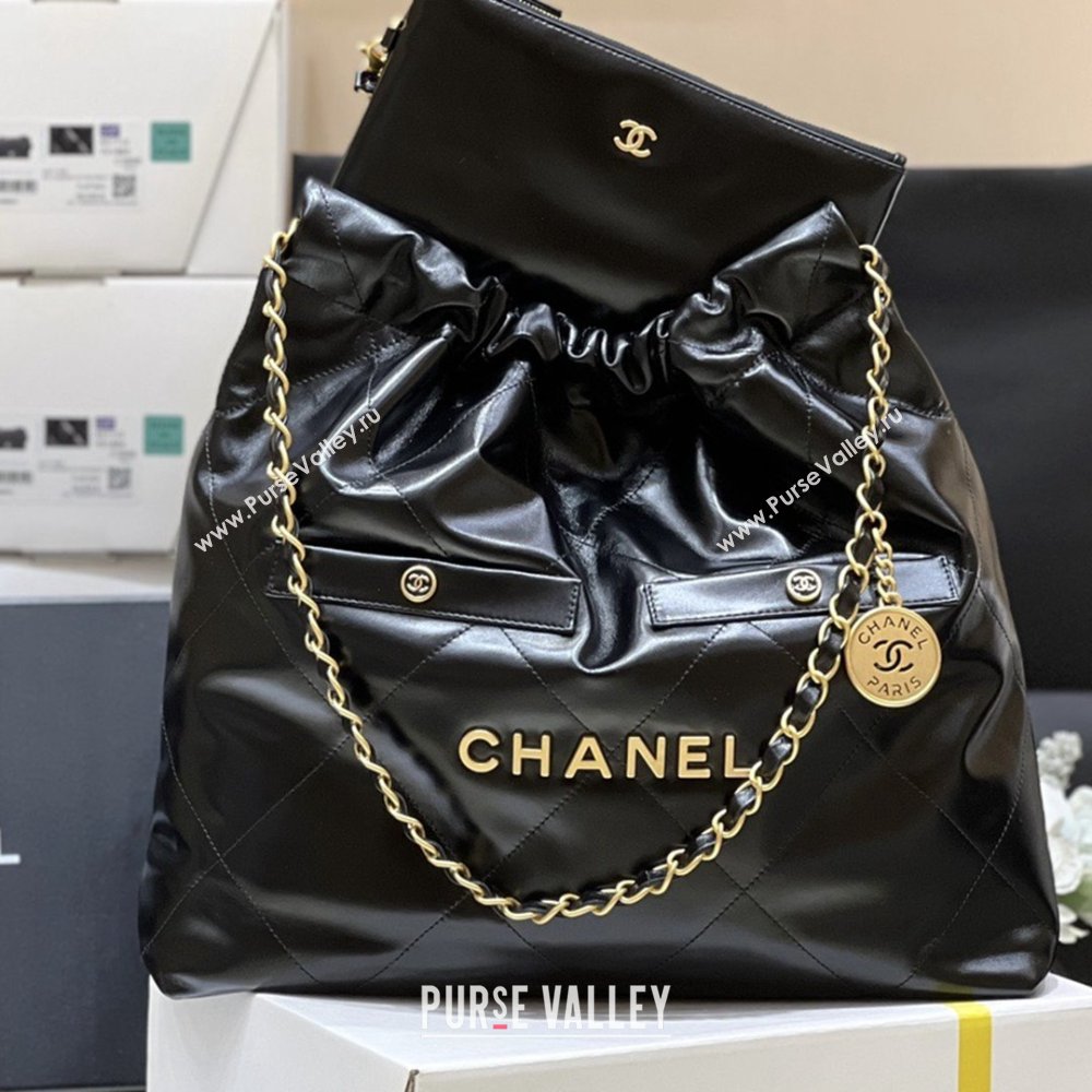 Chanel 22 Bag with Pockets in Shiny Calfskin AS3261 Black 2025 Top Quality (SHUNY-25081814)