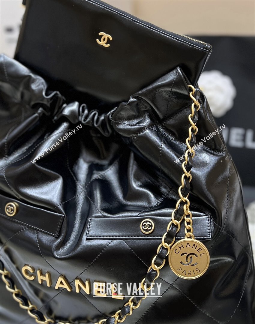 Chanel 22 Bag with Pockets in Shiny Calfskin AS3261 Black 2025 Top Quality (SHUNY-25081814)