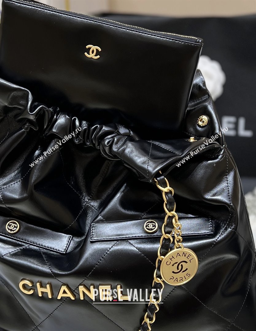 Chanel 22 Bag with Pockets in Shiny Calfskin AS3261 Black 2025 Top Quality (SHUNY-25081814)