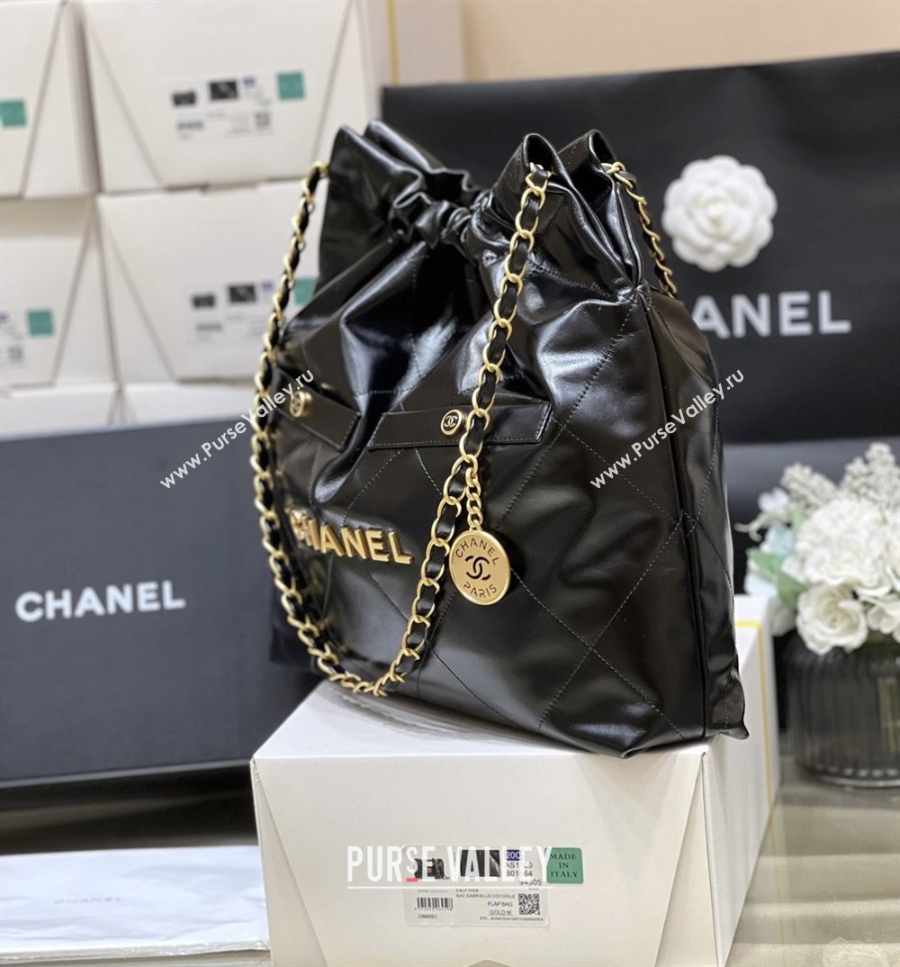 Chanel 22 Bag with Pockets in Shiny Calfskin AS3261 Black 2025 Top Quality (SHUNY-25081814)
