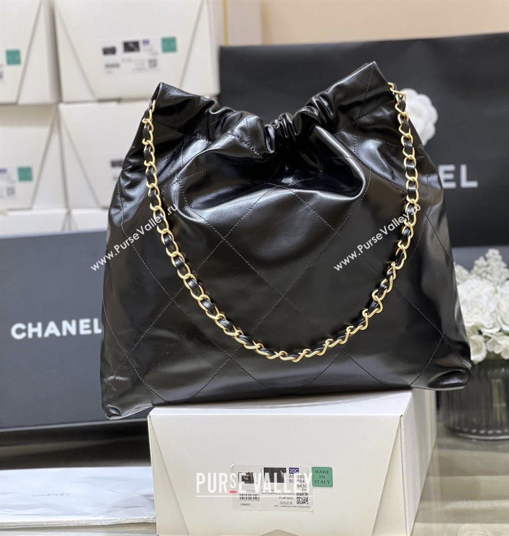 Chanel 22 Bag with Pockets in Shiny Calfskin AS3261 Black 2025 Top Quality (SHUNY-25081814)