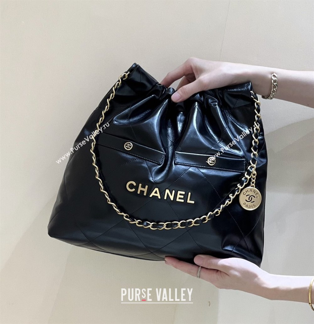 Chanel 22 Bag with Pockets in Shiny Calfskin AS3261 Black 2025 Top Quality (SHUNY-25081814)