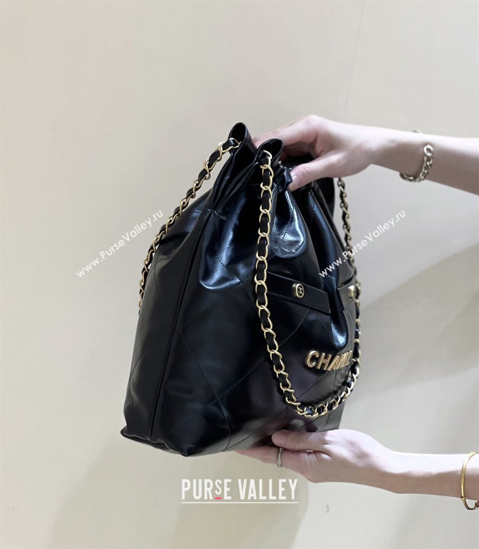 Chanel 22 Bag with Pockets in Shiny Calfskin AS3261 Black 2025 Top Quality (SHUNY-25081814)