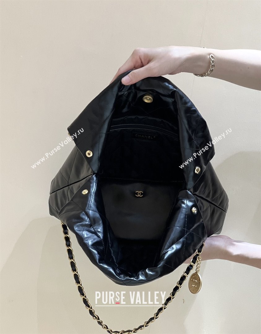 Chanel 22 Bag with Pockets in Shiny Calfskin AS3261 Black 2025 Top Quality (SHUNY-25081814)