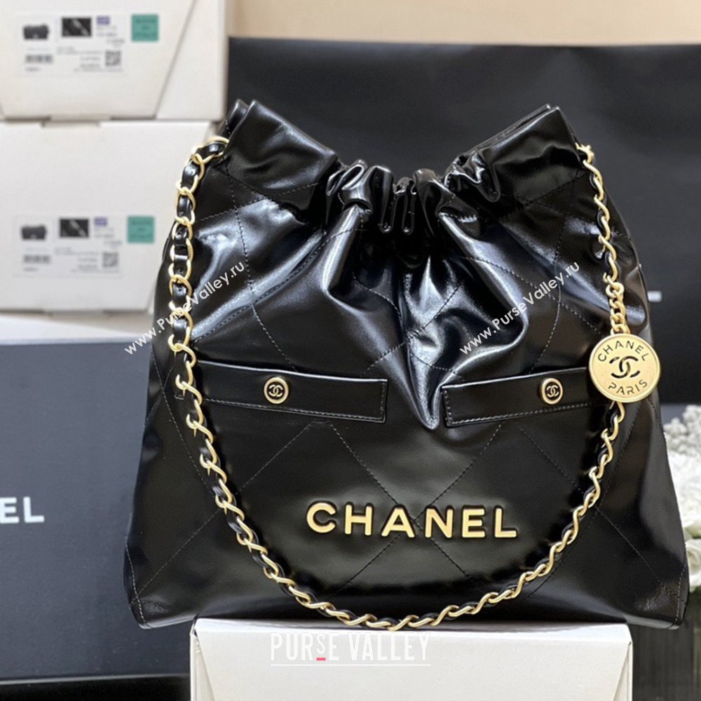 Chanel 22 Small Bag with Pockets in Shiny Calfskin AS3260 Black 2025 Top Quality (SHUNY-25081813)