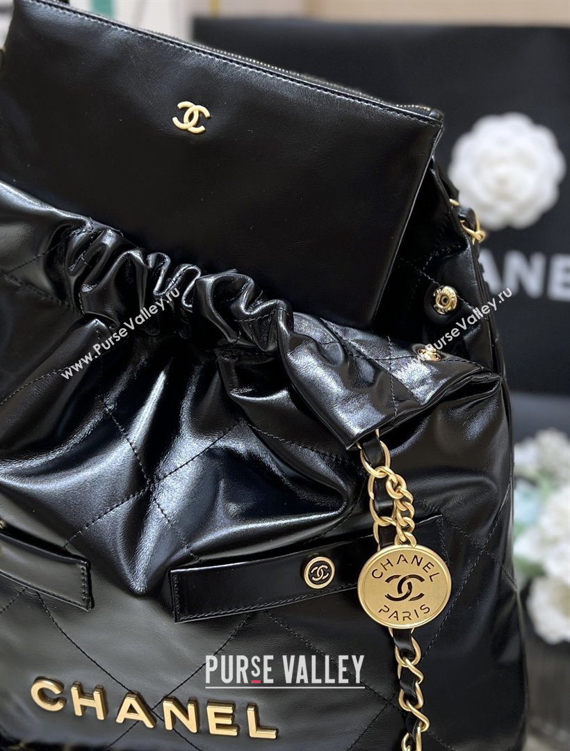 Chanel 22 Small Bag with Pockets in Shiny Calfskin AS3260 Black 2025 Top Quality (SHUNY-25081813)