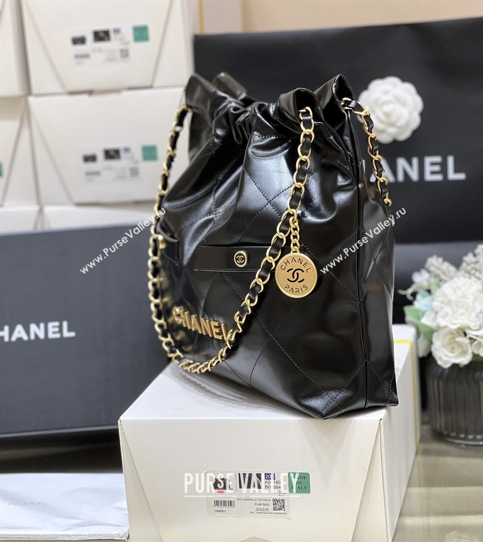 Chanel 22 Small Bag with Pockets in Shiny Calfskin AS3260 Black 2025 Top Quality (SHUNY-25081813)