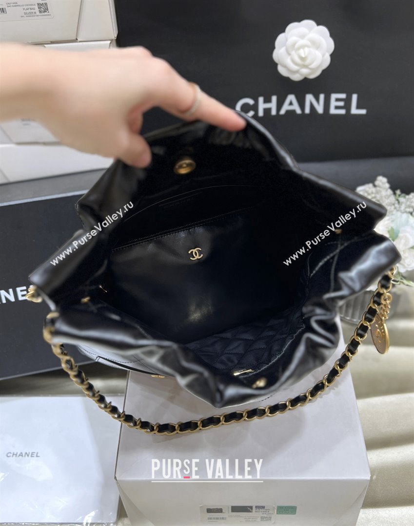 Chanel 22 Small Bag with Pockets in Shiny Calfskin AS3260 Black 2025 Top Quality (SHUNY-25081813)