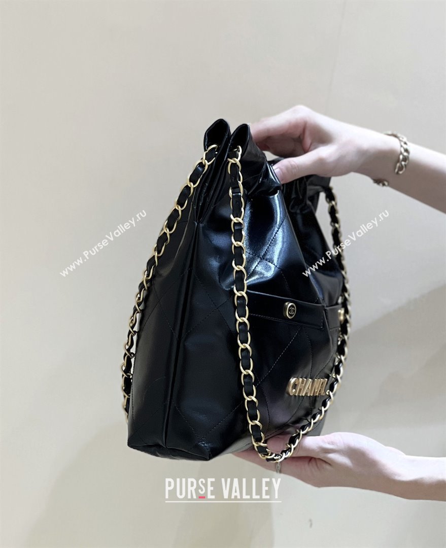 Chanel 22 Small Bag with Pockets in Shiny Calfskin AS3260 Black 2025 Top Quality (SHUNY-25081813)