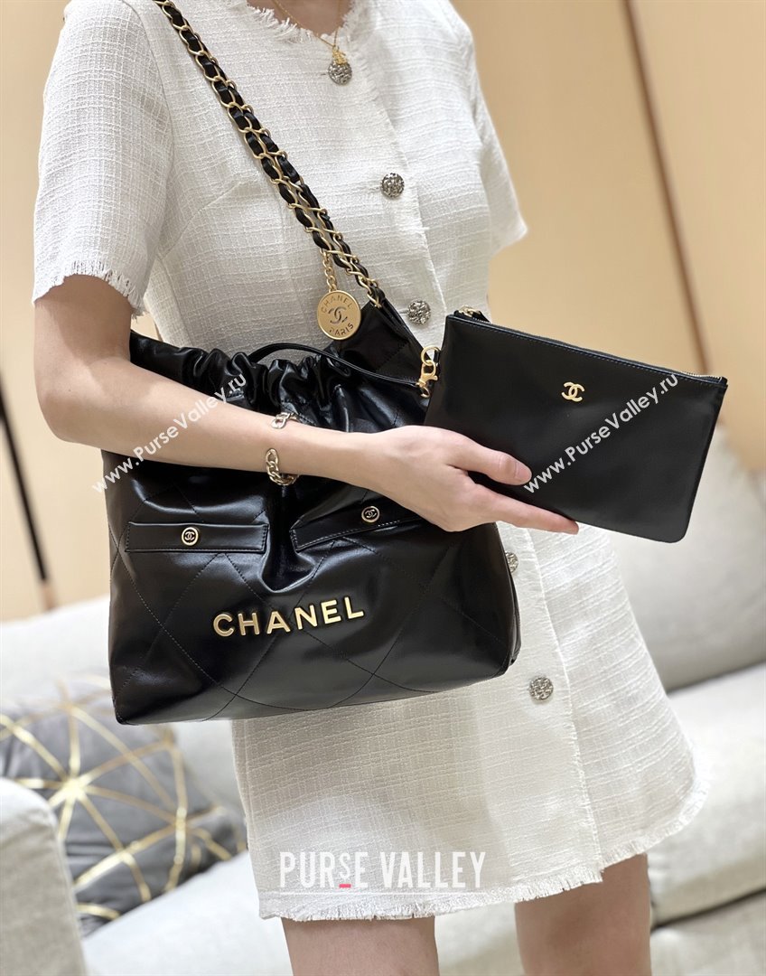 Chanel 22 Small Bag with Pockets in Shiny Calfskin AS3260 Black 2025 Top Quality (SHUNY-25081813)