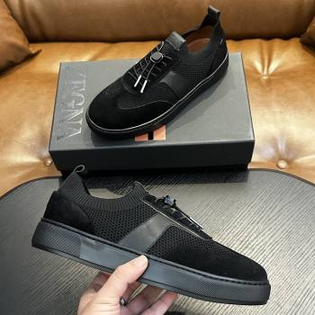 Zegna Mesh Suede Mens Sneakers Z81905 Black 2025 (SHH-25081914)