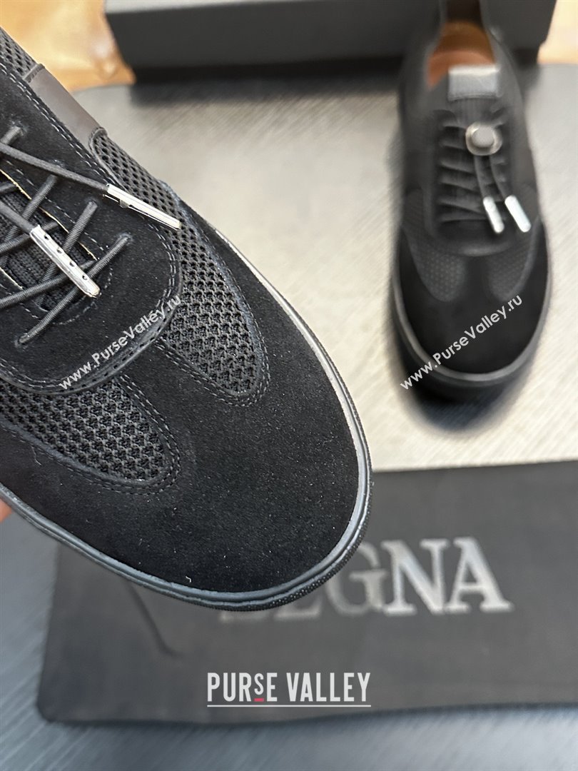 Zegna Mesh Suede Mens Sneakers Z81905 Black 2025 (SHH-25081914)