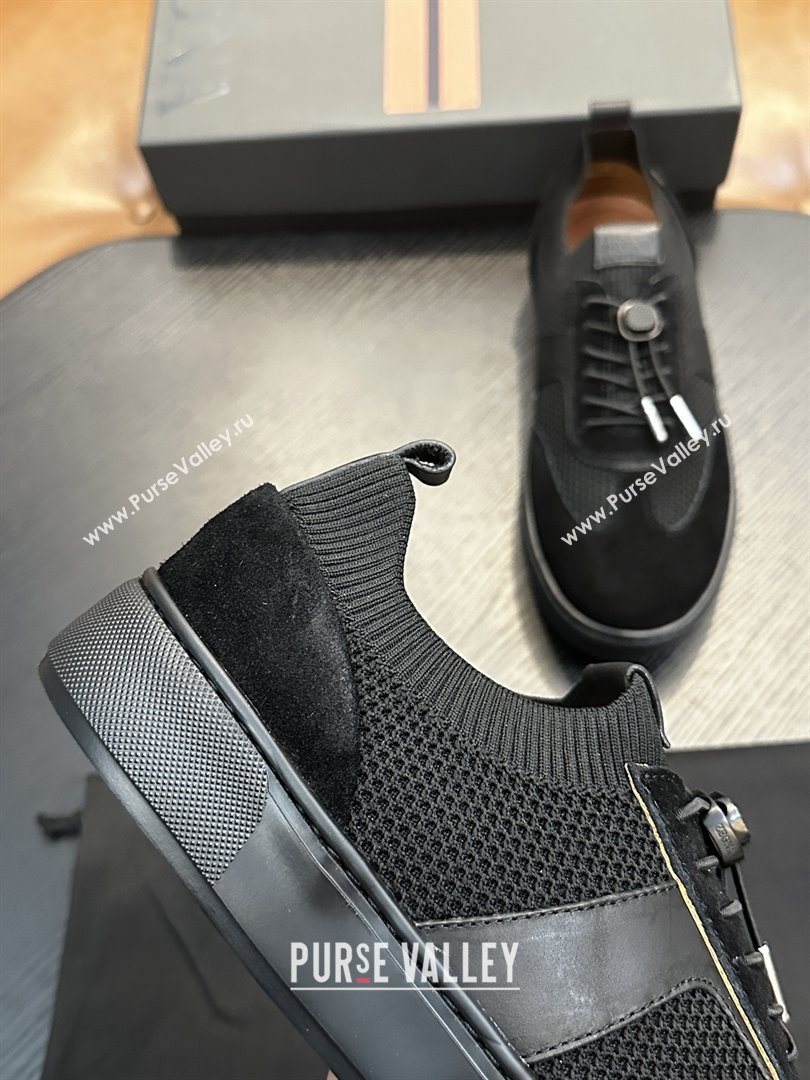 Zegna Mesh Suede Mens Sneakers Z81905 Black 2025 (SHH-25081914)
