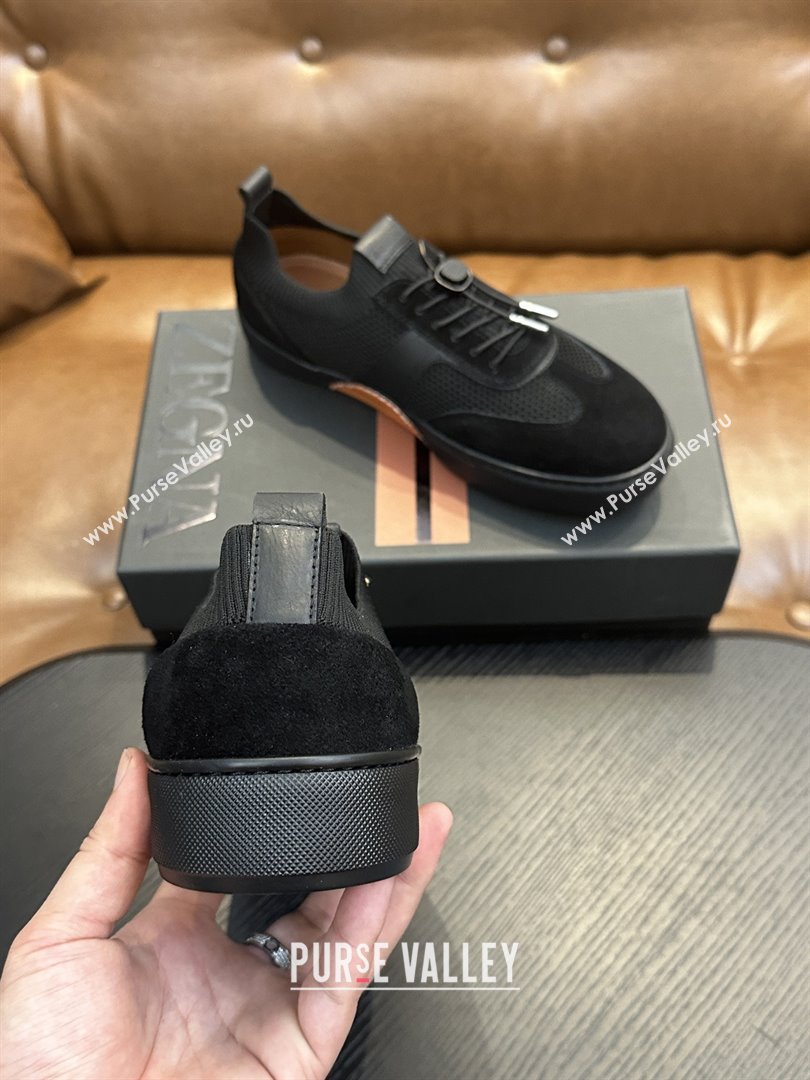 Zegna Mesh Suede Mens Sneakers Z81905 Black 2025 (SHH-25081914)