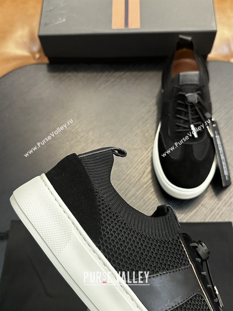 Zegna Mesh Suede Mens Sneakers Z81906 Black 02 2025 (SHH-25081915)
