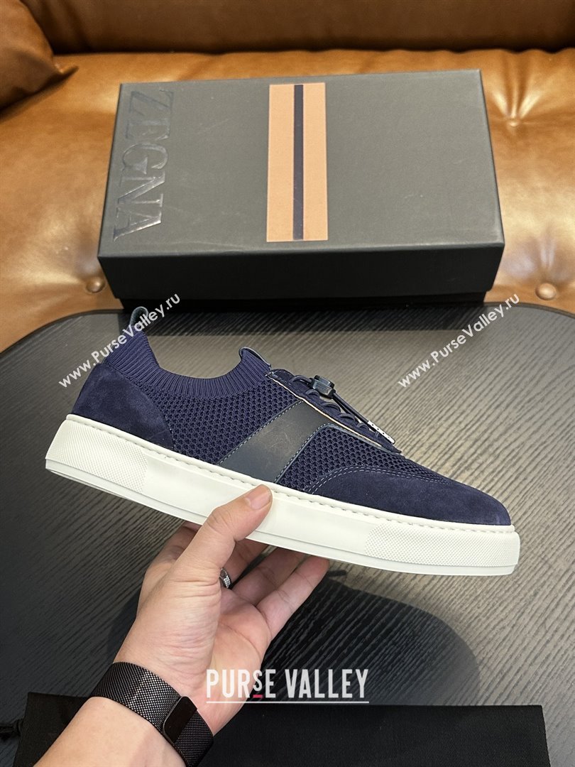 Zegna Mesh Suede Mens Sneakers Z81903 Blue 2025 (SHH-25081913)