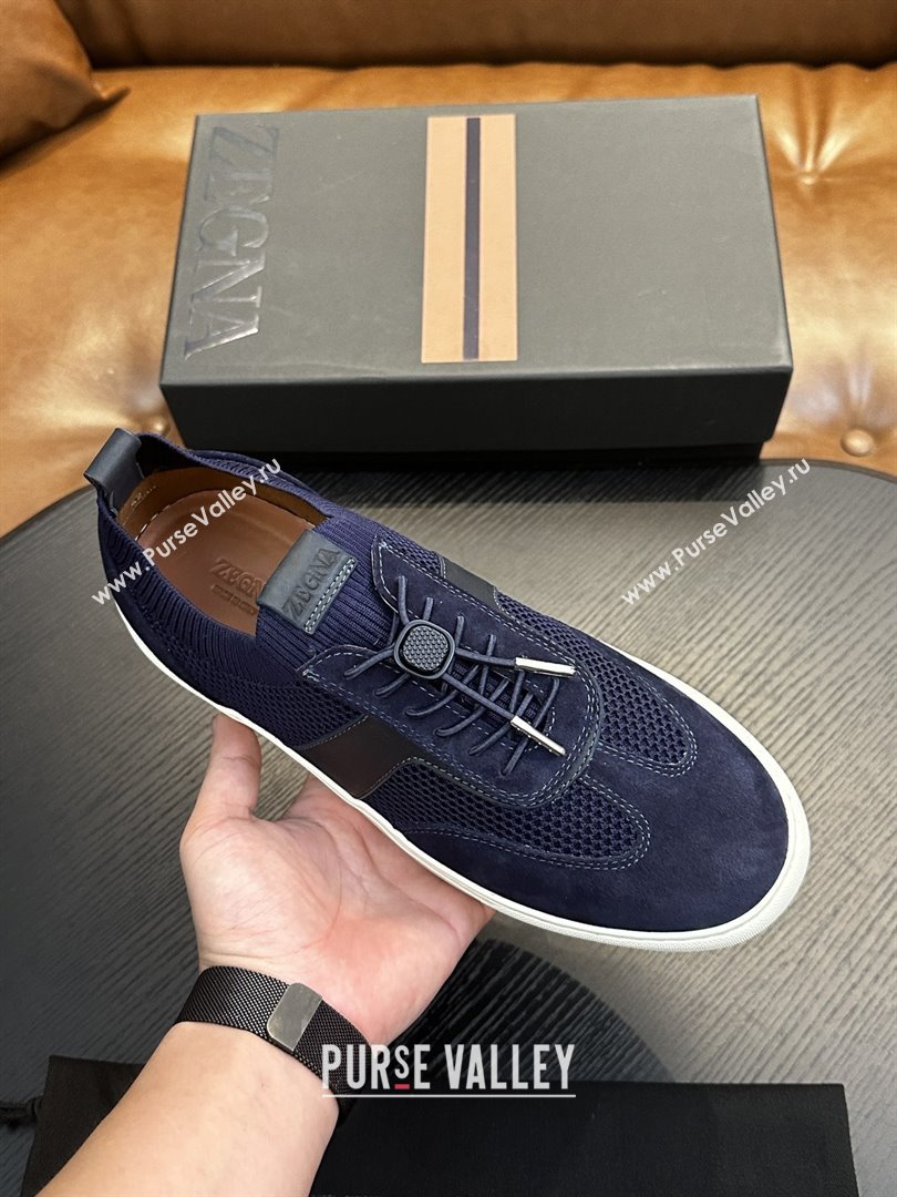 Zegna Mesh Suede Mens Sneakers Z81903 Blue 2025 (SHH-25081913)