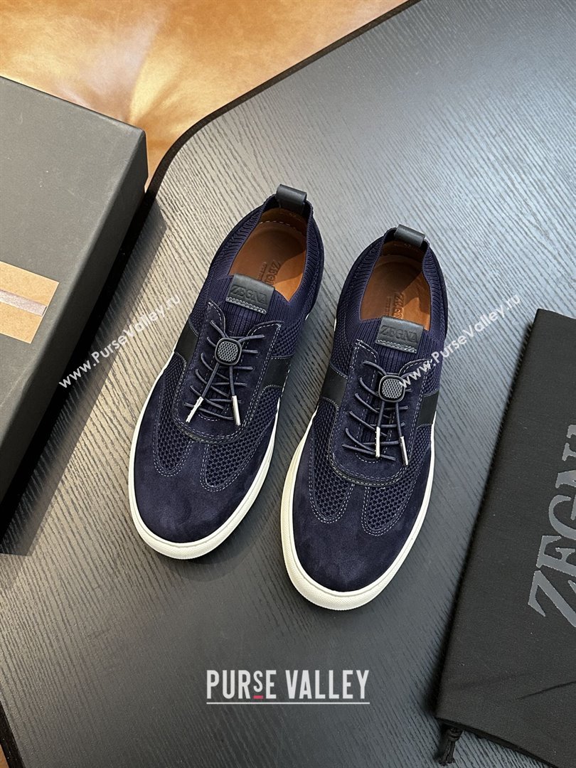 Zegna Mesh Suede Mens Sneakers Z81903 Blue 2025 (SHH-25081913)