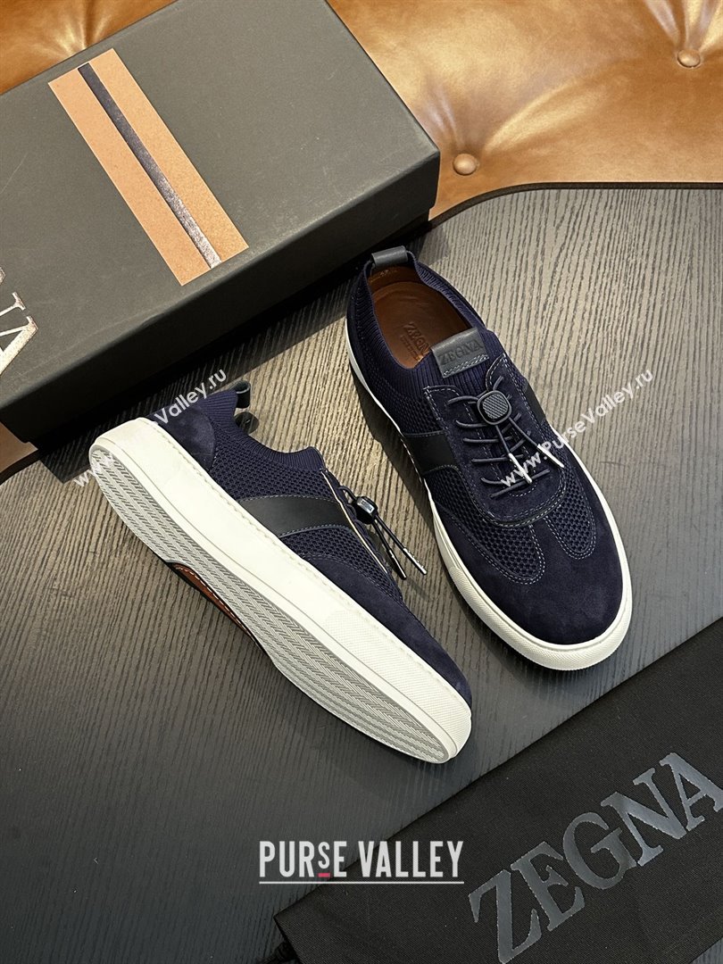 Zegna Mesh Suede Mens Sneakers Z81903 Blue 2025 (SHH-25081913)
