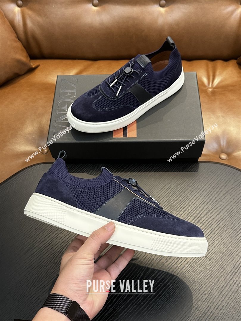 Zegna Mesh Suede Mens Sneakers Z81903 Blue 2025 (SHH-25081913)