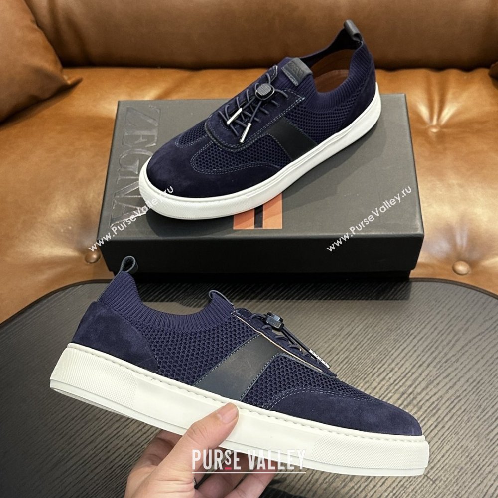 Zegna Mesh Suede Mens Sneakers Z81903 Blue 2025 (SHH-25081913)