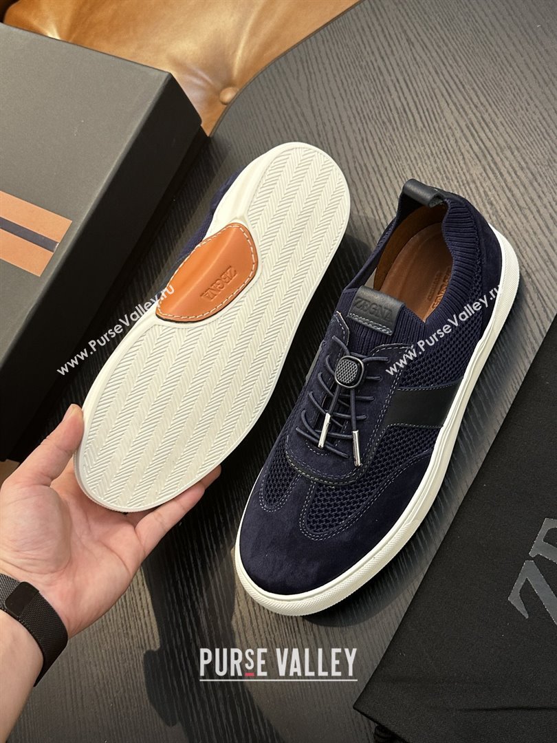 Zegna Mesh Suede Mens Sneakers Z81903 Blue 2025 (SHH-25081913)