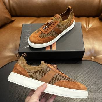 Zegna Mesh Suede Mens Sneakers Z81902 Brown 2025 (SHH-25081912)