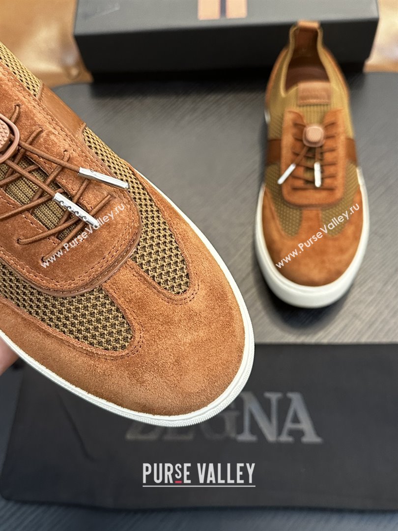 Zegna Mesh Suede Mens Sneakers Z81902 Brown 2025 (SHH-25081912)