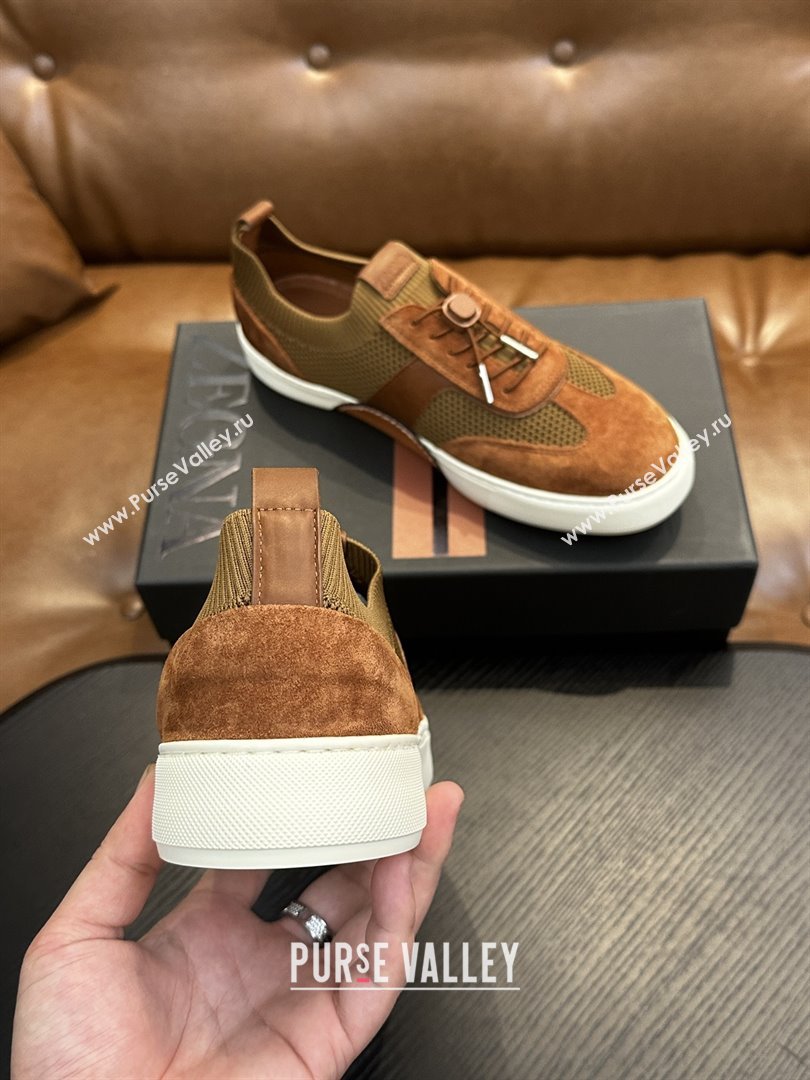 Zegna Mesh Suede Mens Sneakers Z81902 Brown 2025 (SHH-25081912)