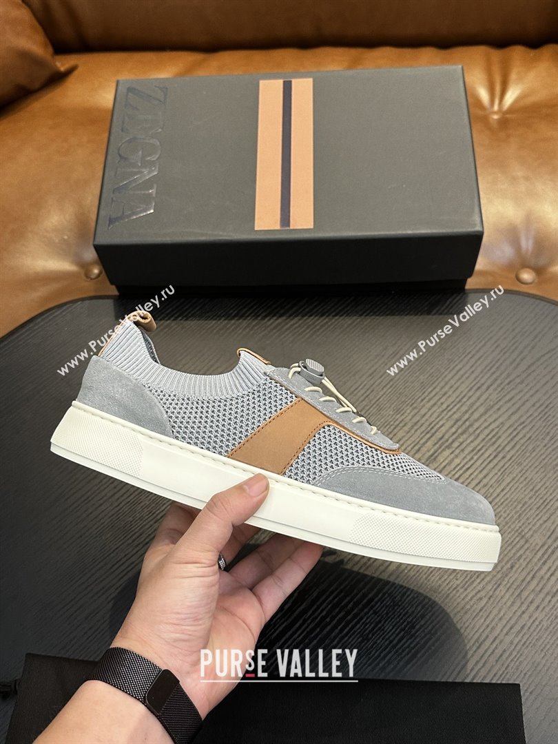 Zegna Mesh Suede Mens Sneakers Z81901 Grey 2025 (SHH-25081911)
