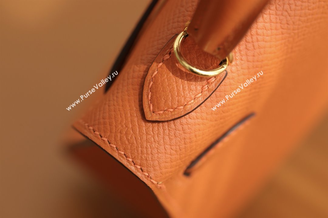 Hermes Mini Kelly II Handbag in Original Epsom Leather Classic Orange/Gold (Full Handmade) (AYA-25081819)