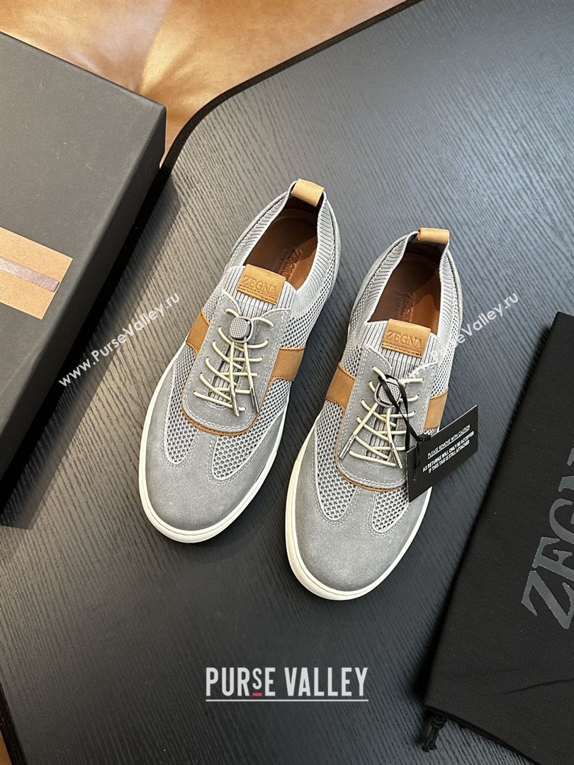 Zegna Mesh Suede Mens Sneakers Z81901 Grey 2025 (SHH-25081911)
