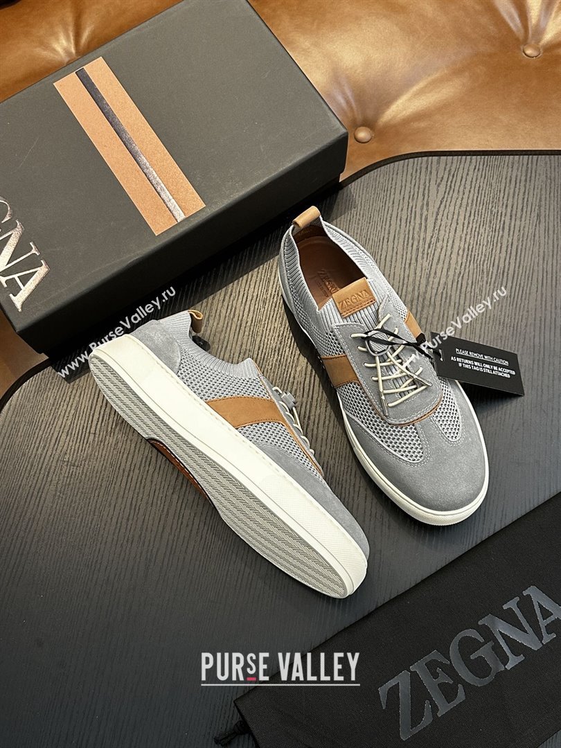 Zegna Mesh Suede Mens Sneakers Z81901 Grey 2025 (SHH-25081911)