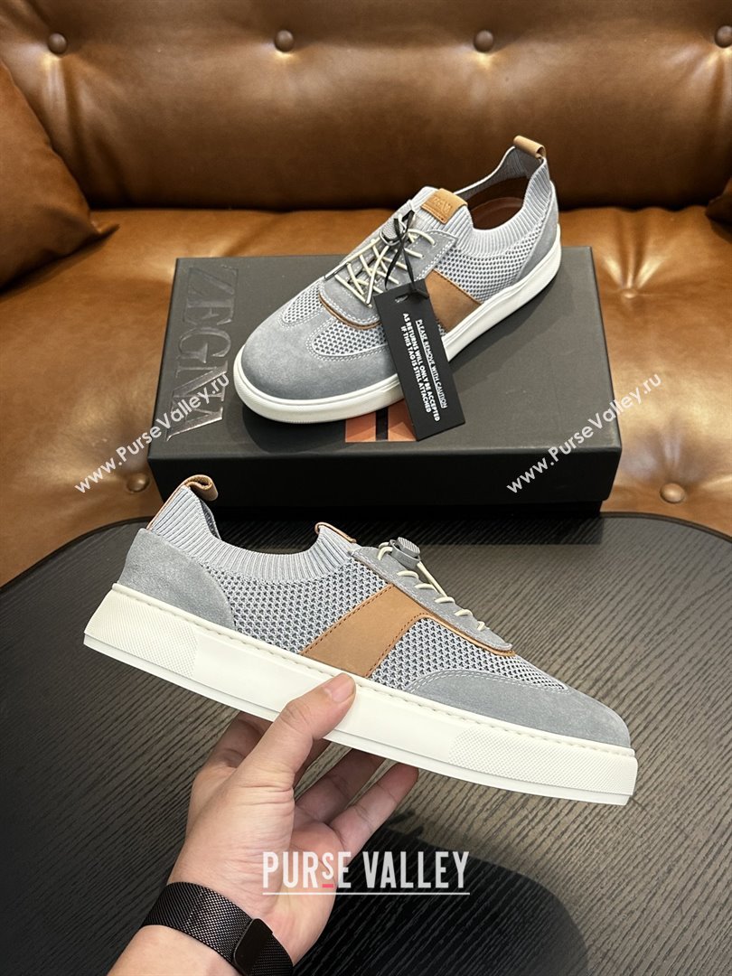 Zegna Mesh Suede Mens Sneakers Z81901 Grey 2025 (SHH-25081911)