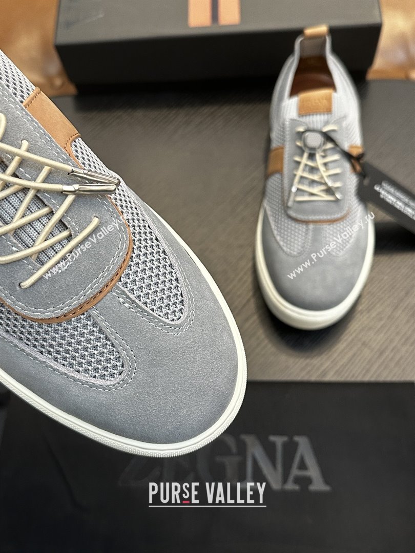 Zegna Mesh Suede Mens Sneakers Z81901 Grey 2025 (SHH-25081911)