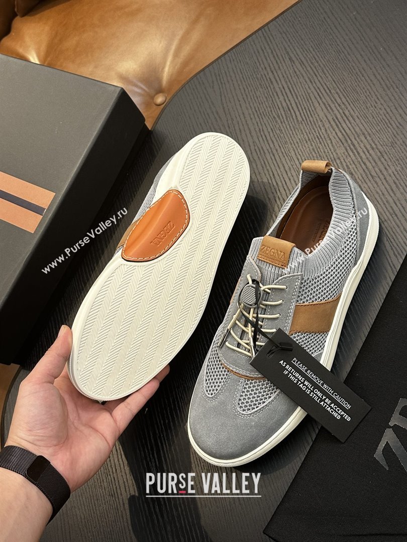 Zegna Mesh Suede Mens Sneakers Z81901 Grey 2025 (SHH-25081911)
