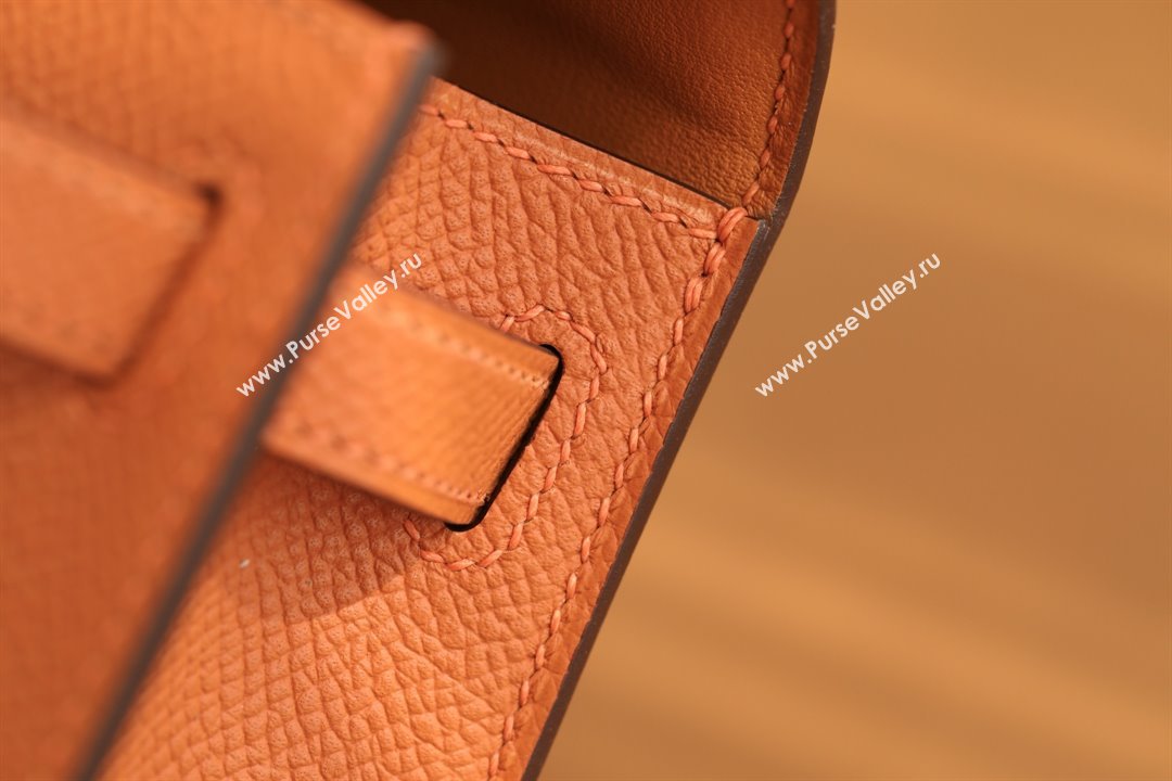 Hermes Mini Kelly II Handbag in Original Epsom Leather Classic Orange/Gold (Full Handmade) (AYA-25081819)